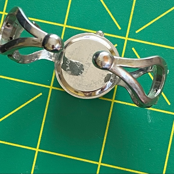 Geneva Hinged Cuff Bracelet Watch Stainless Black Face - Picture 6 of 9